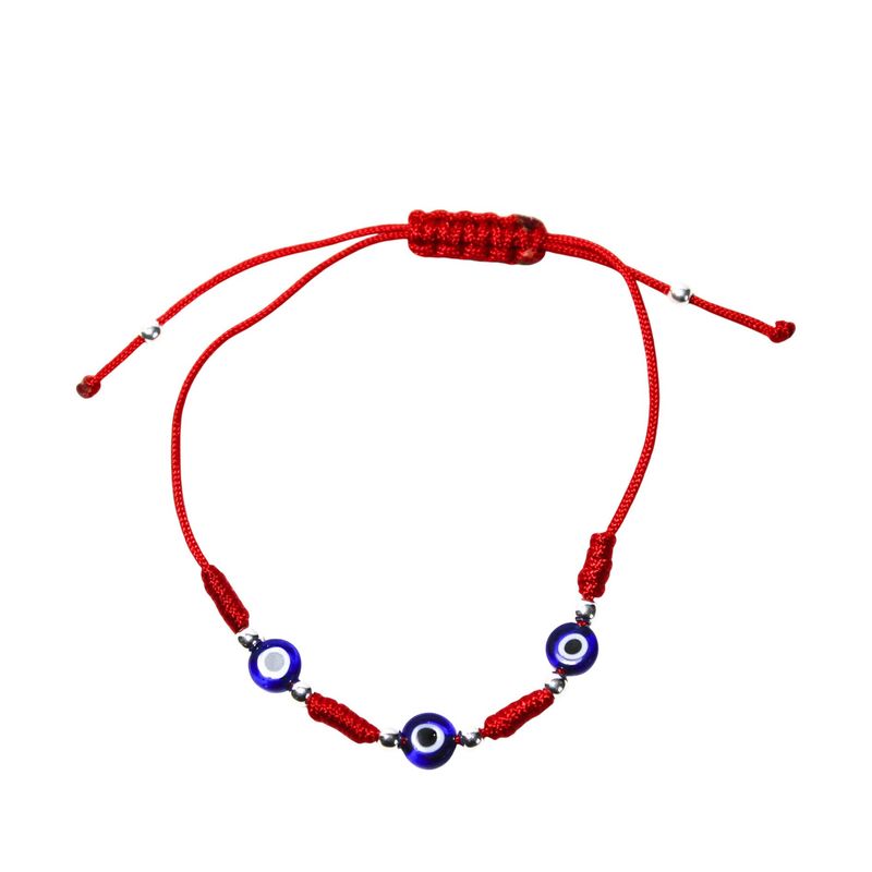 ANDREA COGGIOLA JOYAS - Pulsera Ojos Turcos Cordón Rojo Plata Fina 925