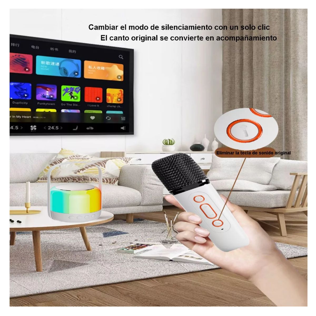 GENERICO - Mini Bluetooth Máquina De Karaoke Para Con 2 Micrófono