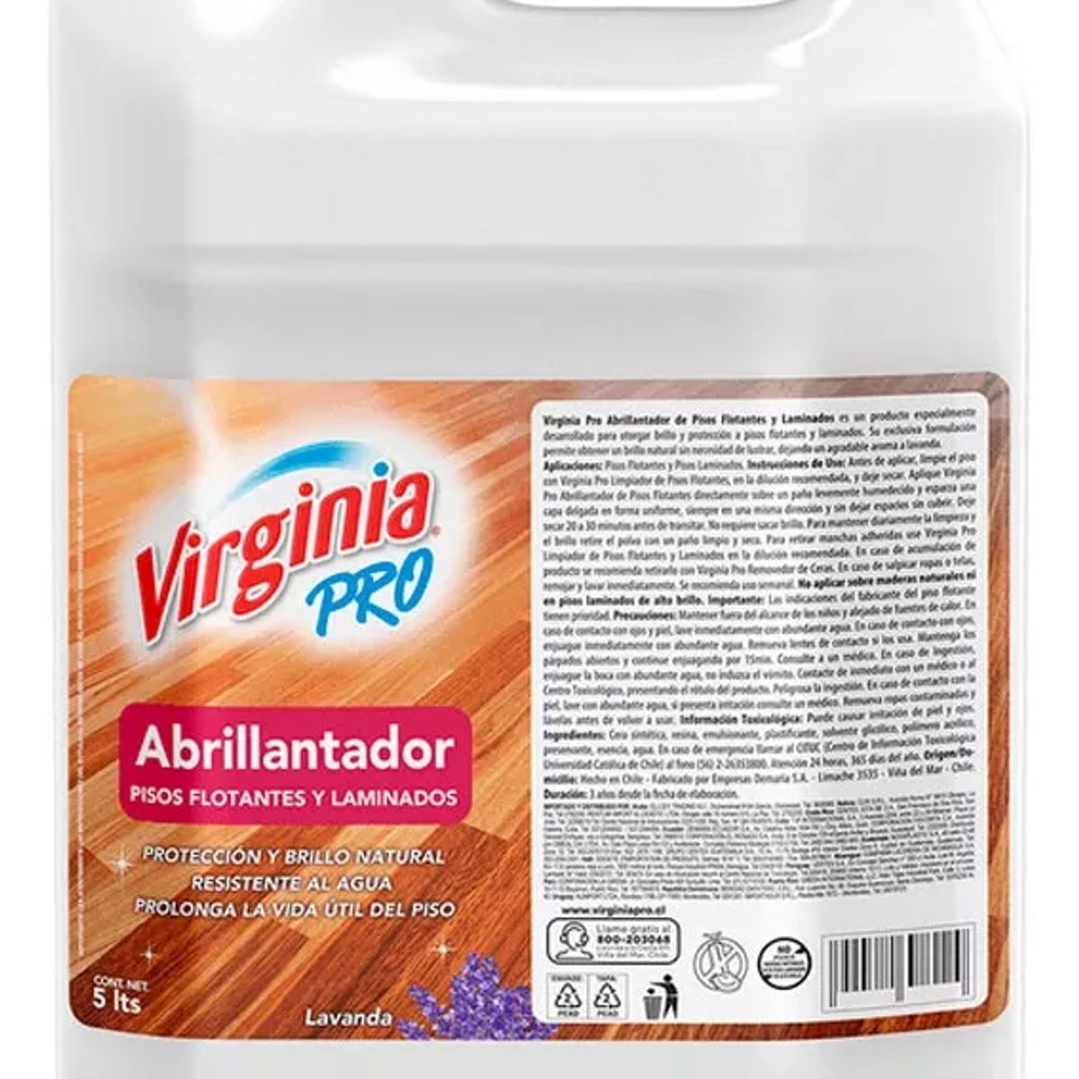 VIRGINIA - Abrillantador Pisos Flotantes Lavanda Virginia Pro 5 Litros