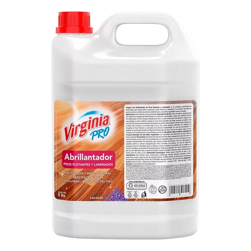 VIRGINIA - Abrillantador Pisos Flotantes Lavanda Virginia Pro 5 Litros