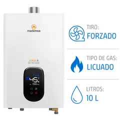 MADEMSA - Calefont Gas Licuado 10 Litros Tiro Forzado Modulante Forced 10 Eco GL Blanco