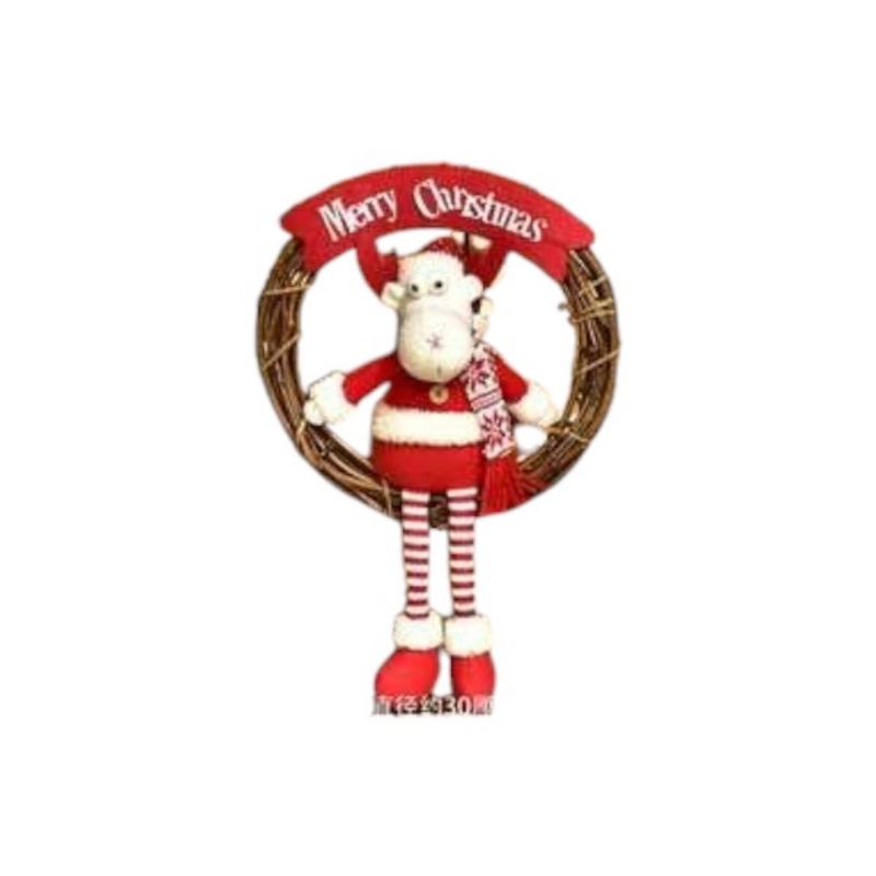 OEM - CORONA DE NAVIDAD RENO NAVIDEÑO COLGANTE 50 CM
