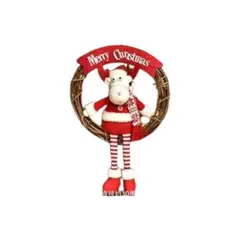 OEM - CORONA DE NAVIDAD RENO NAVIDEÑO COLGANTE 50 CM