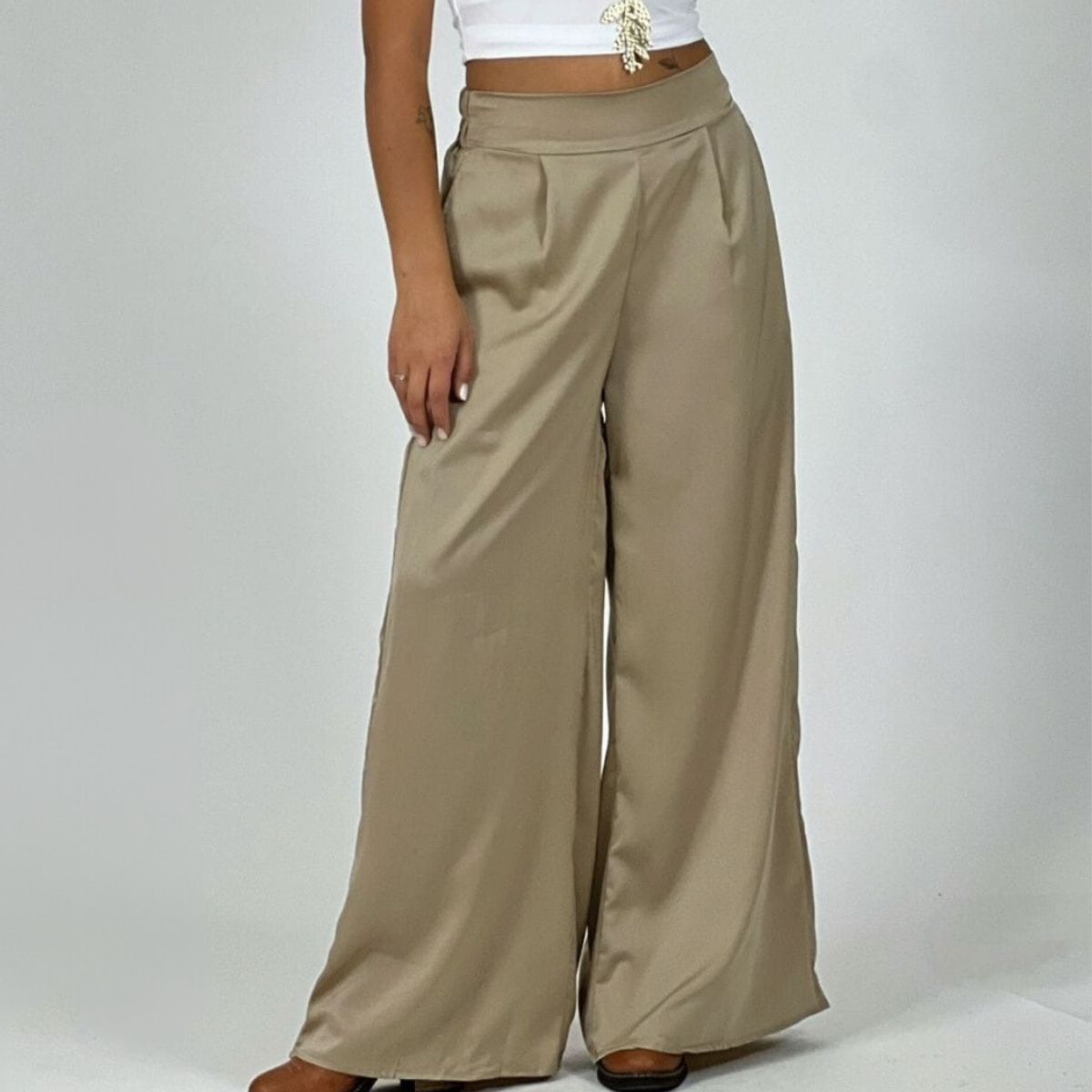 ARRAKASTA - Palazzo satinado de pretina elasticada