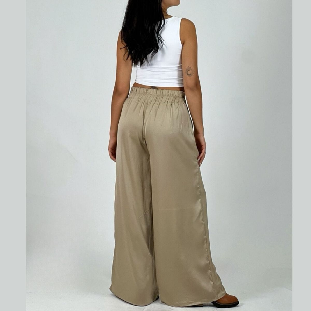 ARRAKASTA - Palazzo satinado de pretina elasticada