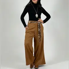 ARRAKASTA - Pantalón de gamuza con cinturón