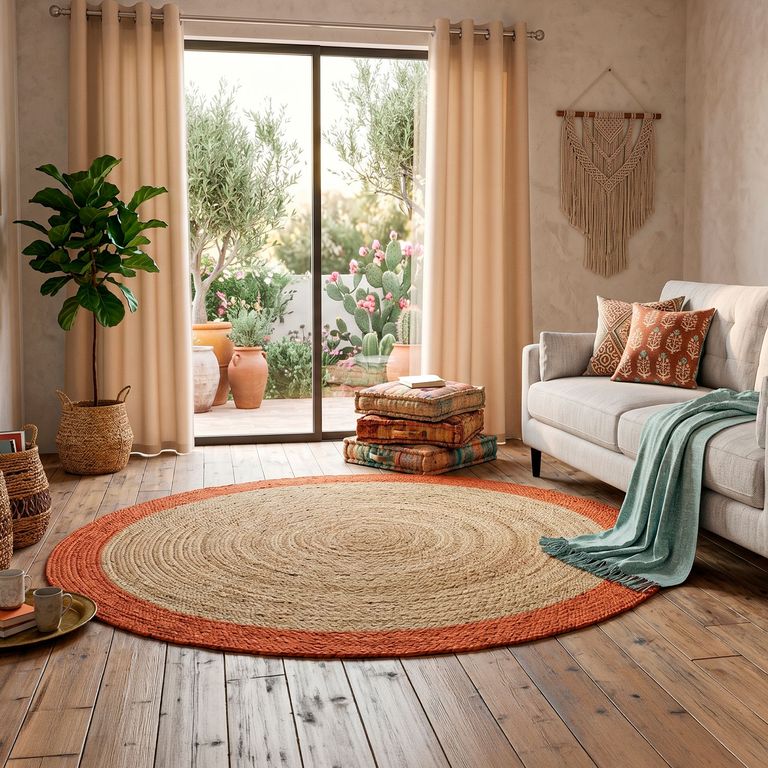 Alfombra Yute Red. Cancun 150X150 Naranjo