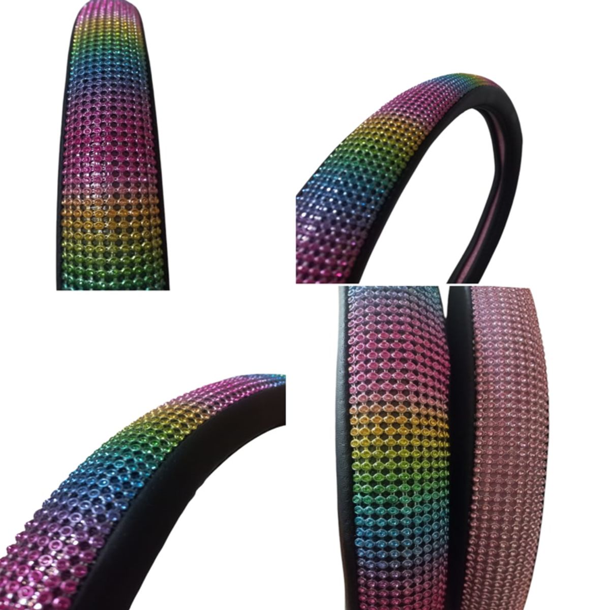 GENERICO - Funda Cubre Volante Auto Tipo  Diamante Arcoíris