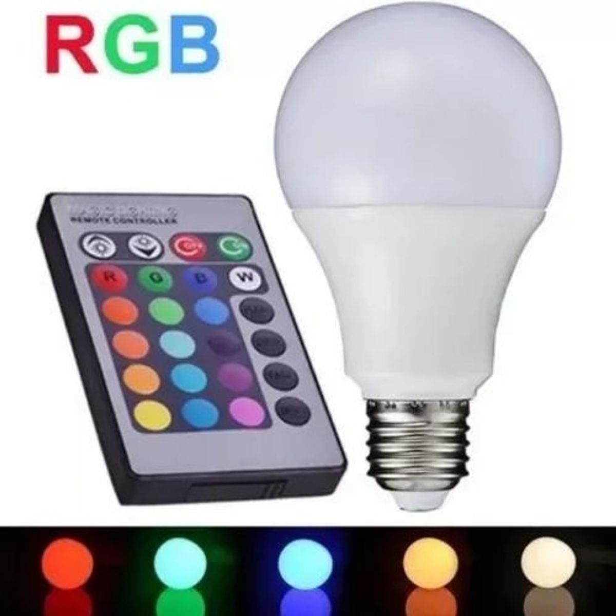 GENERICO - Ampolleta Led E27 5W Colores con control remoto