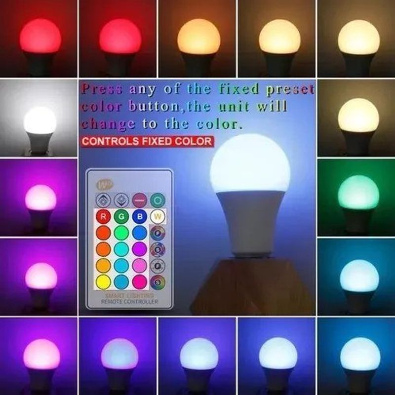 GENERICO - Ampolleta Led E27 5W Colores con control remoto