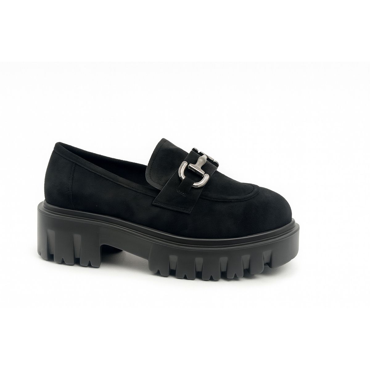 BOVINITA - Mocasines Mujer Plataforma Gamuza Negro Suela Chunky