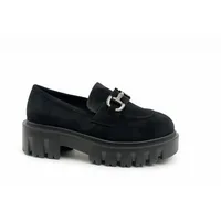 Mocasines Mujer Plataforma Gamuza Negro Suela Chunky