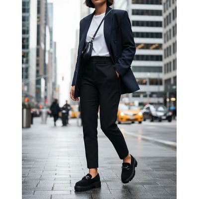 Imagen 2 del producto Mocasines Mujer Plataforma Gamuza Negro Suela Chunky