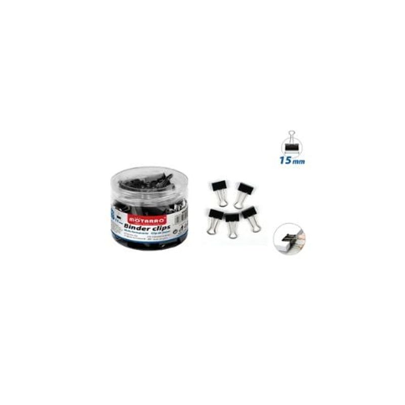 GENERICO - Apretador Doble Clip Negro 15 Mm 60 Pcs