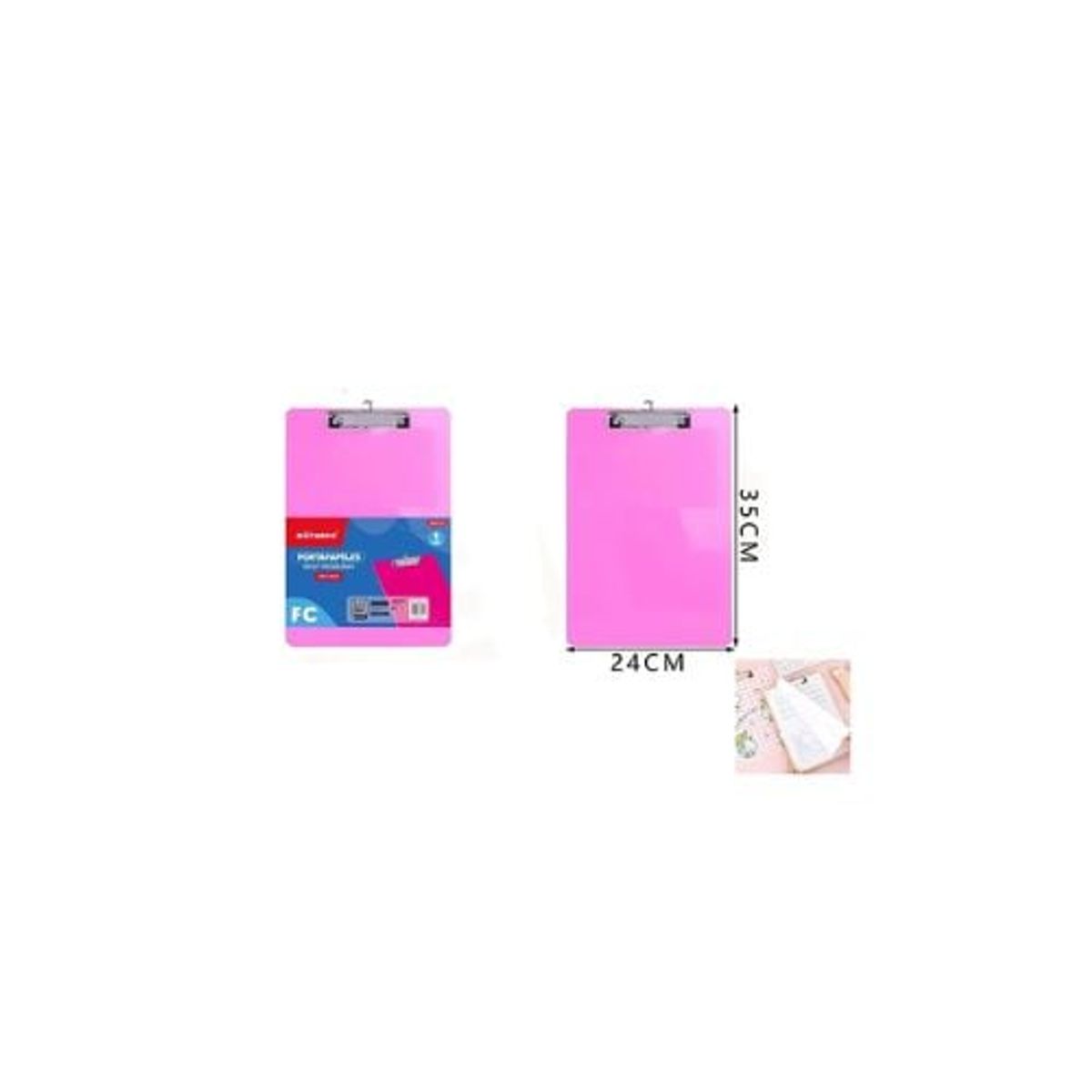 GENERICO - Tablero Con Pinza Rosado 24 35 Cm