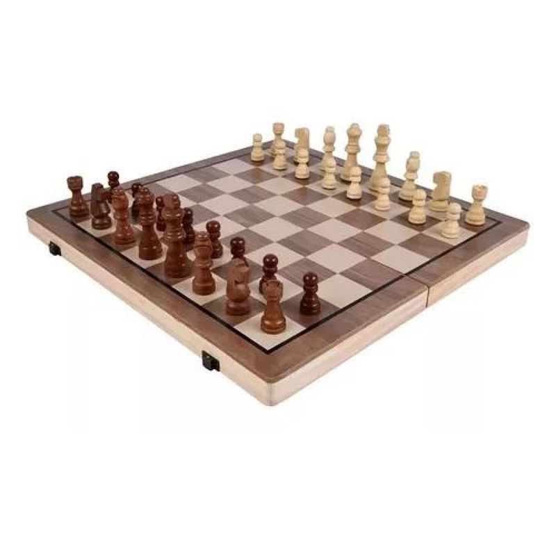 GENERICO - Tablero de ajedrez magnético de madera 40x40 cm 2 en 1