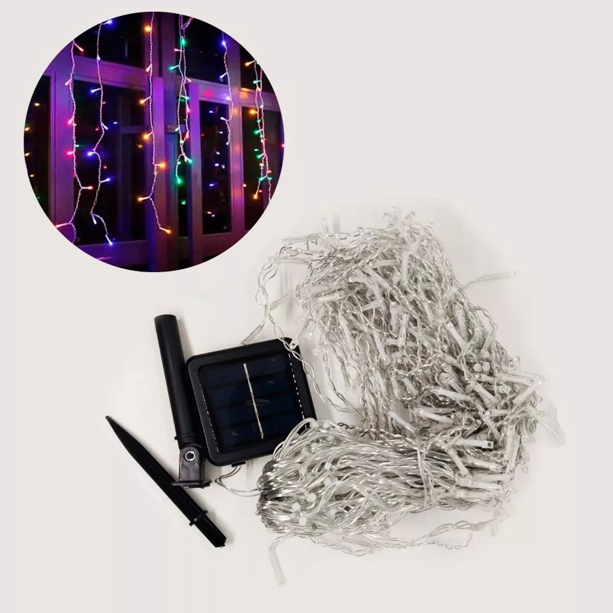 GENERICO - Luces Cascada Solar 8 metros 300 Luces Navidad-bodas COLOR