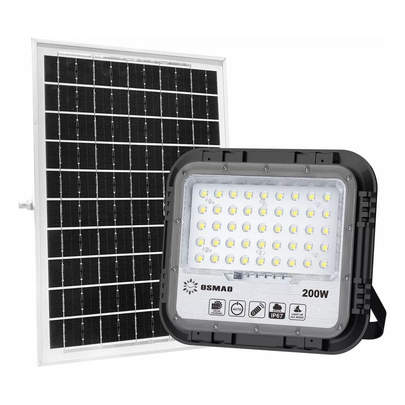 GENERICO - Foco Solar 200w 731t + Panel Solar Y Control Remoto 0smao