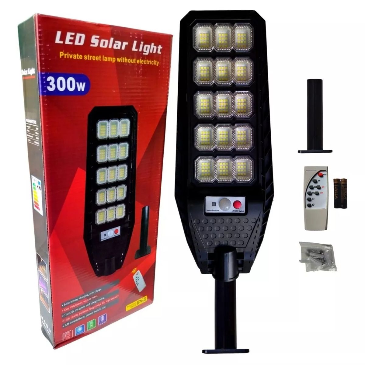 GENERICO - Foco Solar Para Poste 300w 180 led Con Control Remoto + Sop
