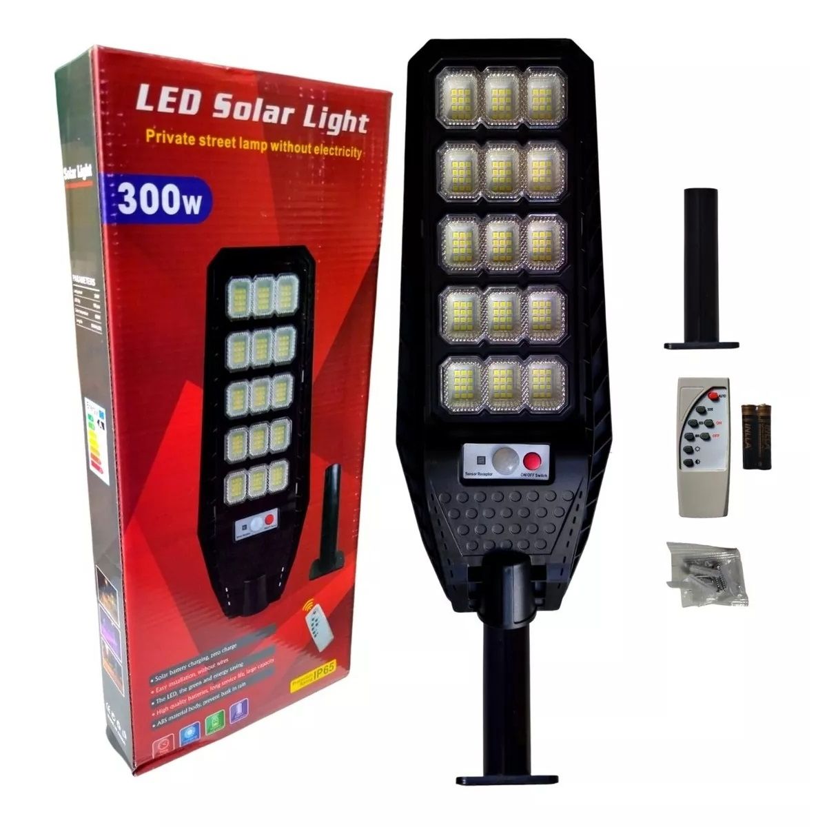 GENERICO - Foco Solar Para Poste 300w 180 led Con Control Remoto + Sop
