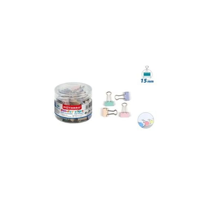 GENERICO - Apretador Doble Clip Multicolor 15 Mm 60 Pcs