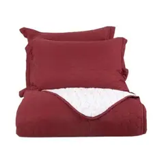 MASHINI - Plumon Quilt 2 Plazas Sherpa Burdeo