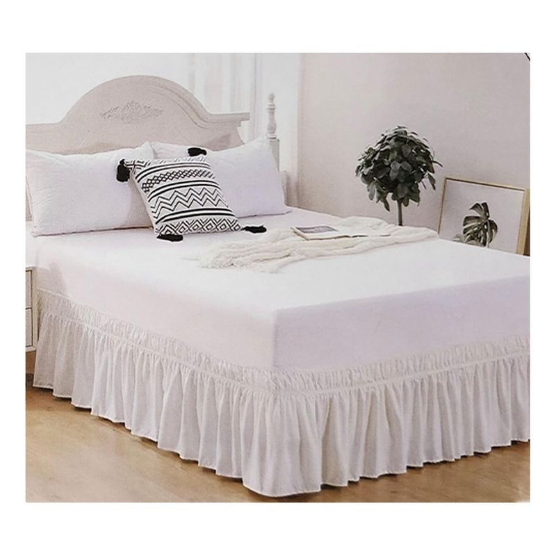 GENERICO - Faldon De Cama (Queen) - Blanco - 2 plazas