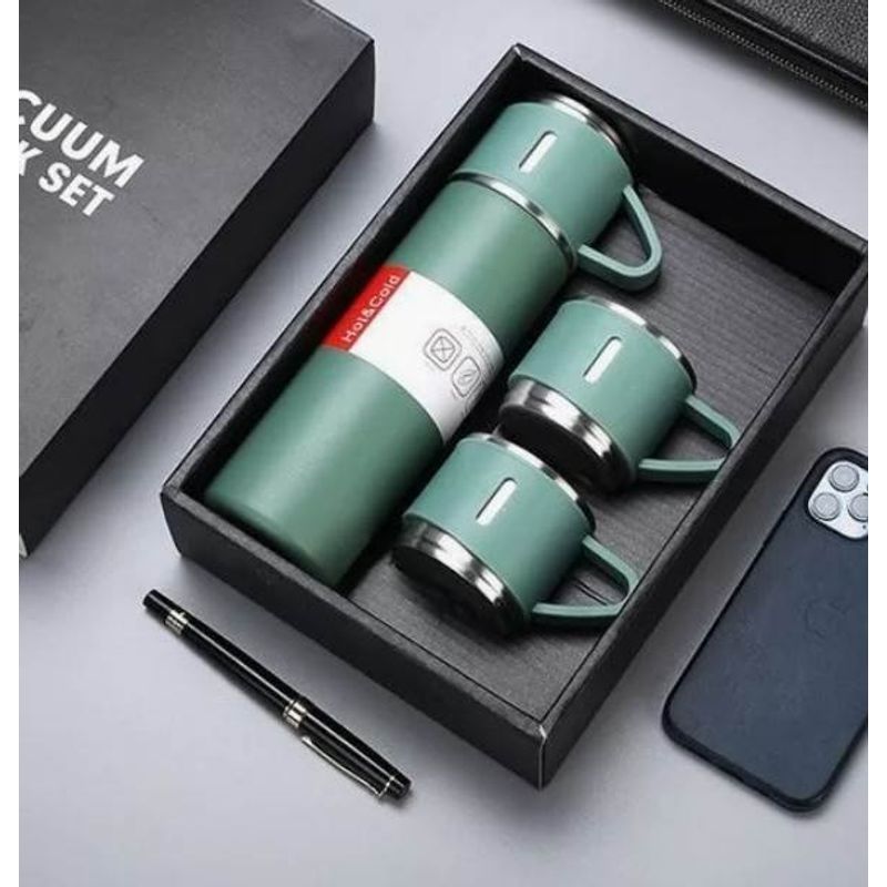 GENERICO - Set termo térmico acero Inox 500ml + 3 tazas