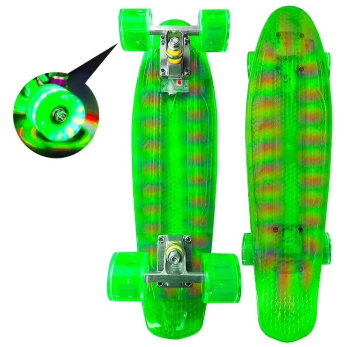 GENERICO - Skate Penny Patineta Verde con Luces Led
