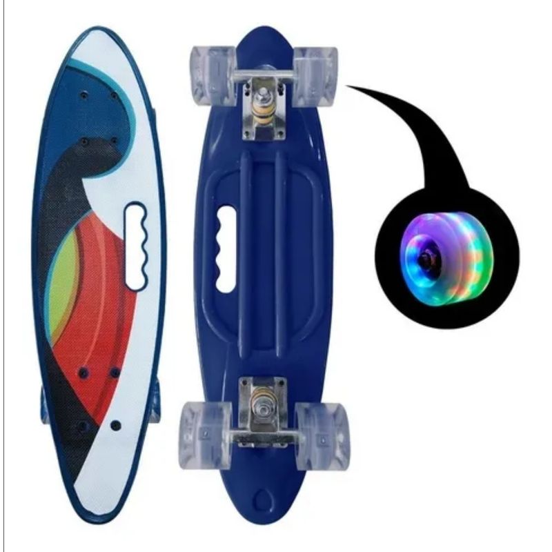 GENERICO - Skate Penny Cruiser Patineta Azul con Olas