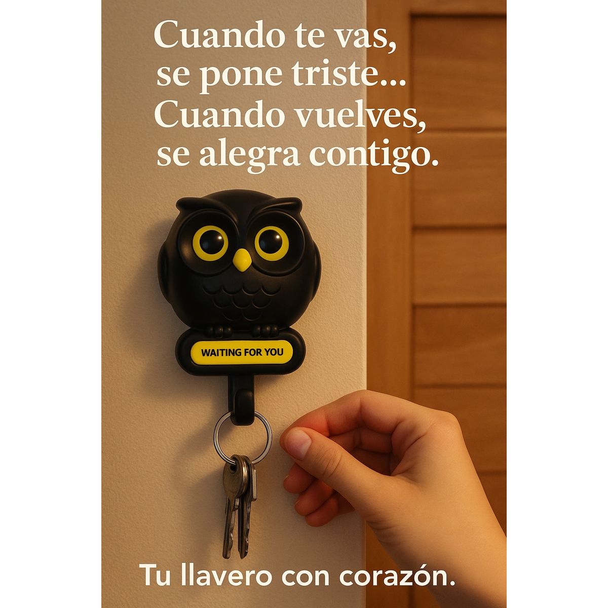 GENERICO - Porta Llaves Buho llavero Pared Negro