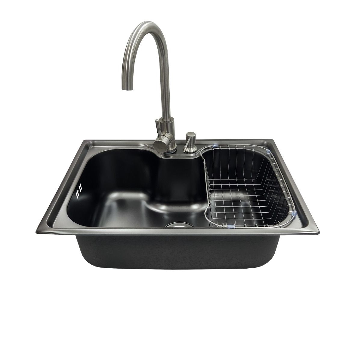 GENERICO - LAVAPLATOS 60x42 SOBRE CUBIERTA SILVER + LLAVE + DISPENSADOR + REJILLA