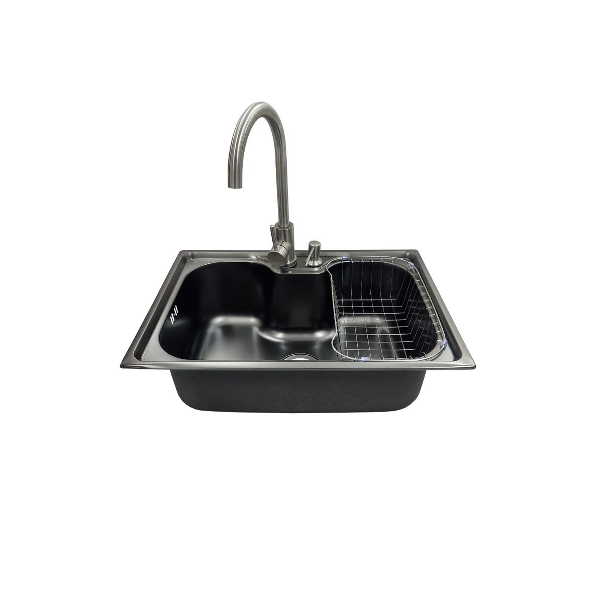 GENERICO - LAVAPLATOS 60x42 SOBRE CUBIERTA SILVER + LLAVE + DISPENSADOR + REJILLA