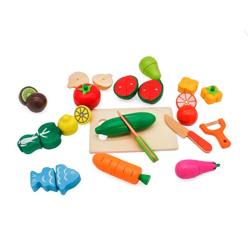 WOODTOYS - Set de Frutas y Verduras de Madera con Iman