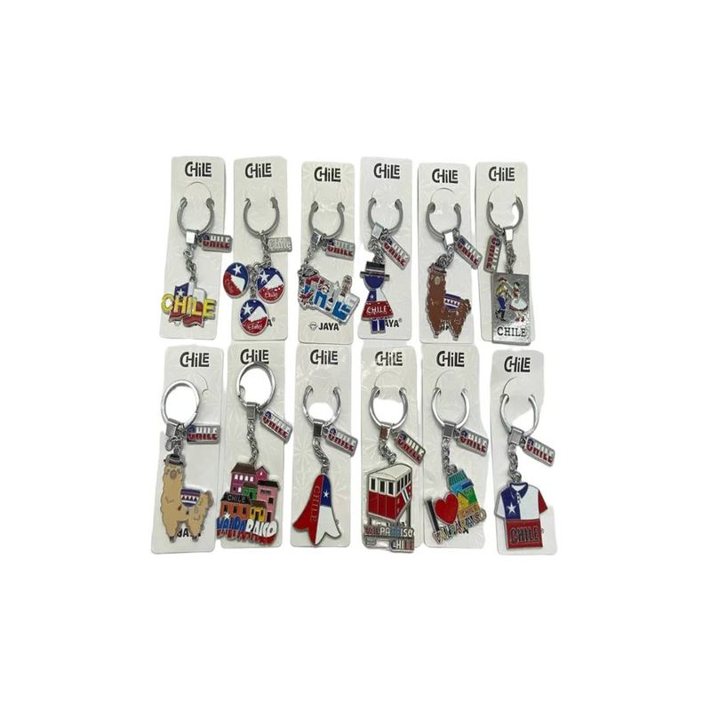 GENERICO - Pack De 12 Llaveros De Chile, Varios Modelos Mix