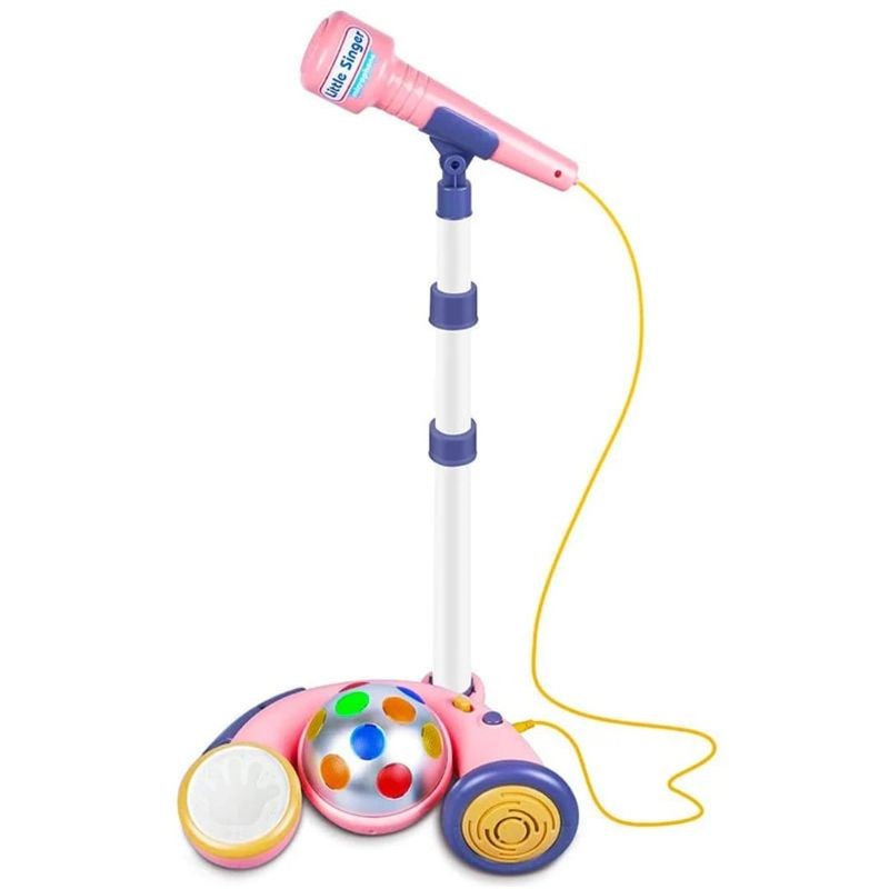 GENERICO - Microfono Pedestal Karaoke Juguete Rosado Con Luces