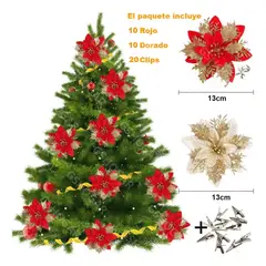 GENERICO - 20 Flores Noche Buenas Artificiales Adornos Arbol Navidad