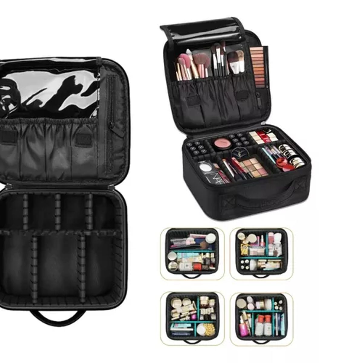 GENERICO - Maleta Maquillaje Portátil Cartera Cosméticos Negra