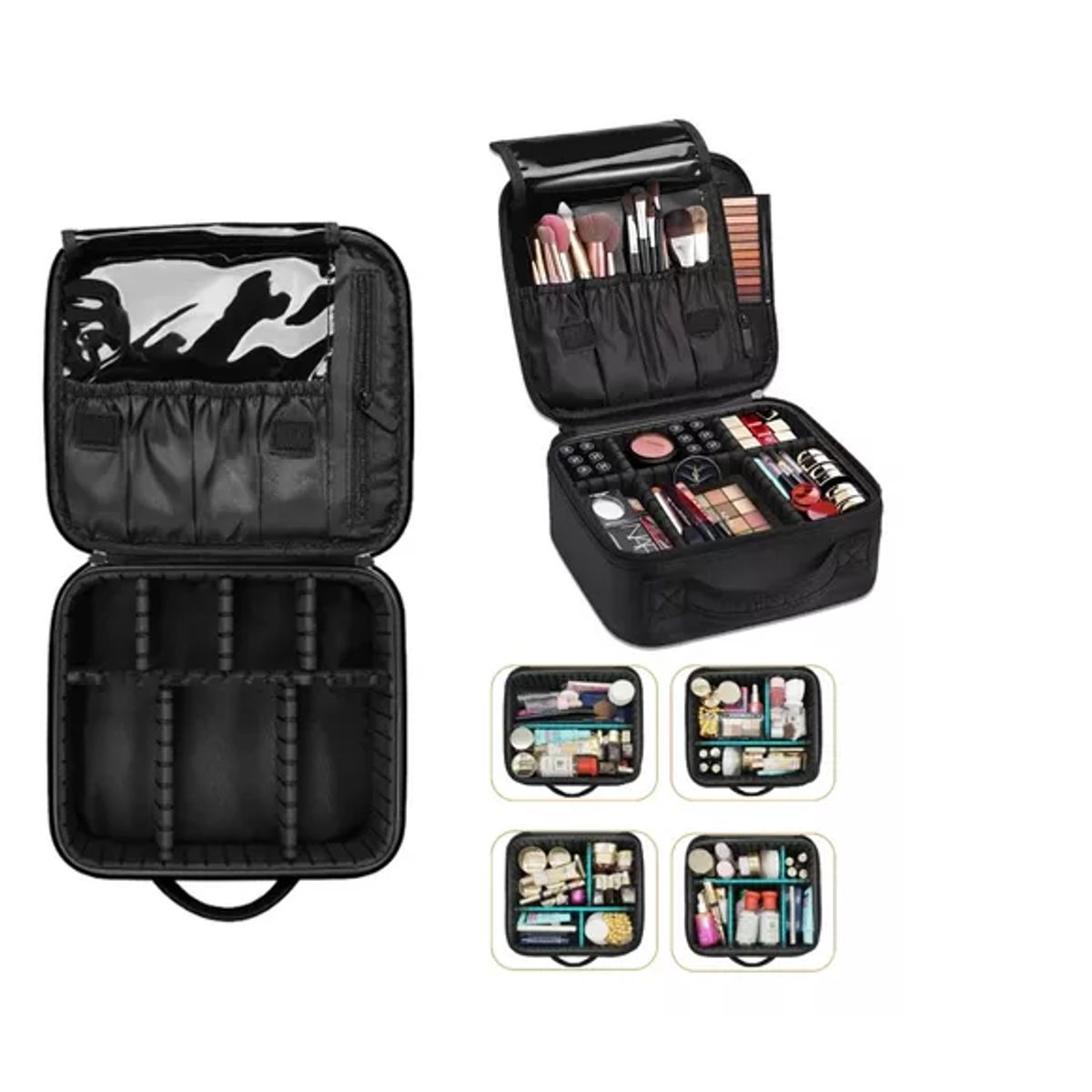 GENERICO - Maleta Maquillaje Portátil Cartera Cosméticos Negra