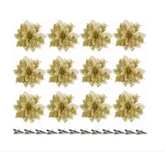 GENERICO - 12 Pzs Flores Navideñas Árbol Adornos Para Árbol De Navidad