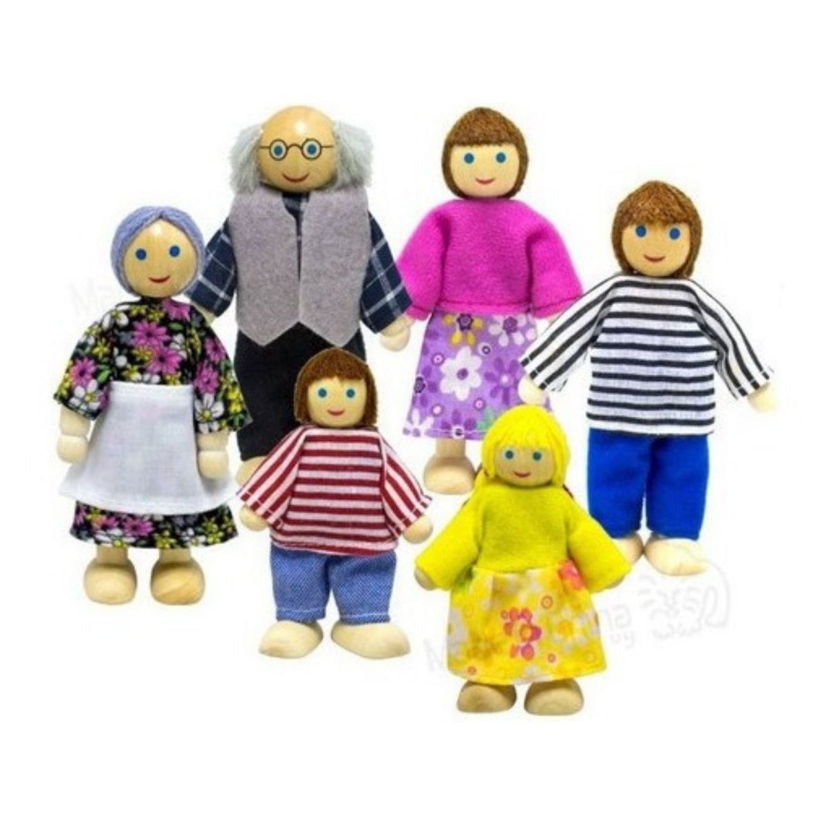 GENERICO - Juguete Set Mini Familia 6 Piezas Madera Pedagogia Activa