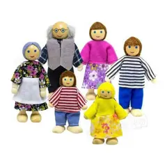 GENERICO - Juguete Set Mini Familia 6 Piezas Madera Pedagogia Activa