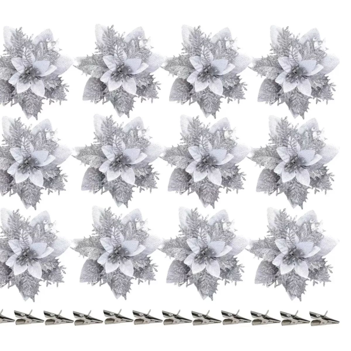 GENERICO - 12 Pzs Flores Navideñas Árbol Adornos Para Árbol De Navidad