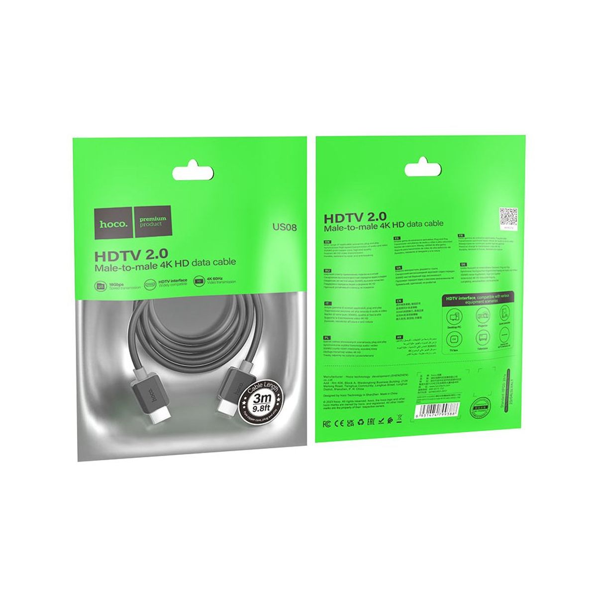 HOCO - Cable Hdmi 2.0 Hoco Video 4k 60hz 3m Para Xbox Ps4/5