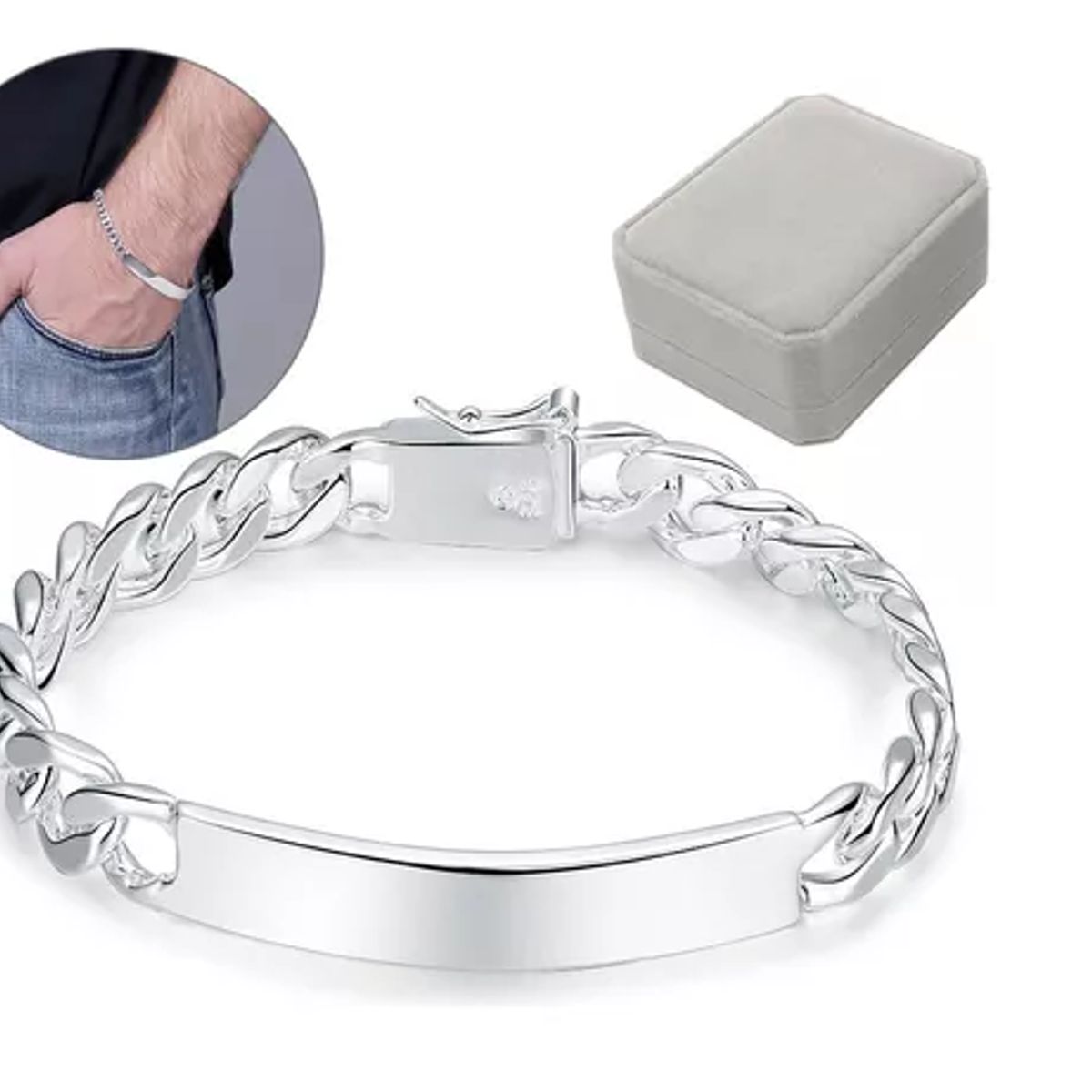 GENERICO - Pulsera Piocha Esclava 10 Mm Chapado Plata Ley 925 Unisex