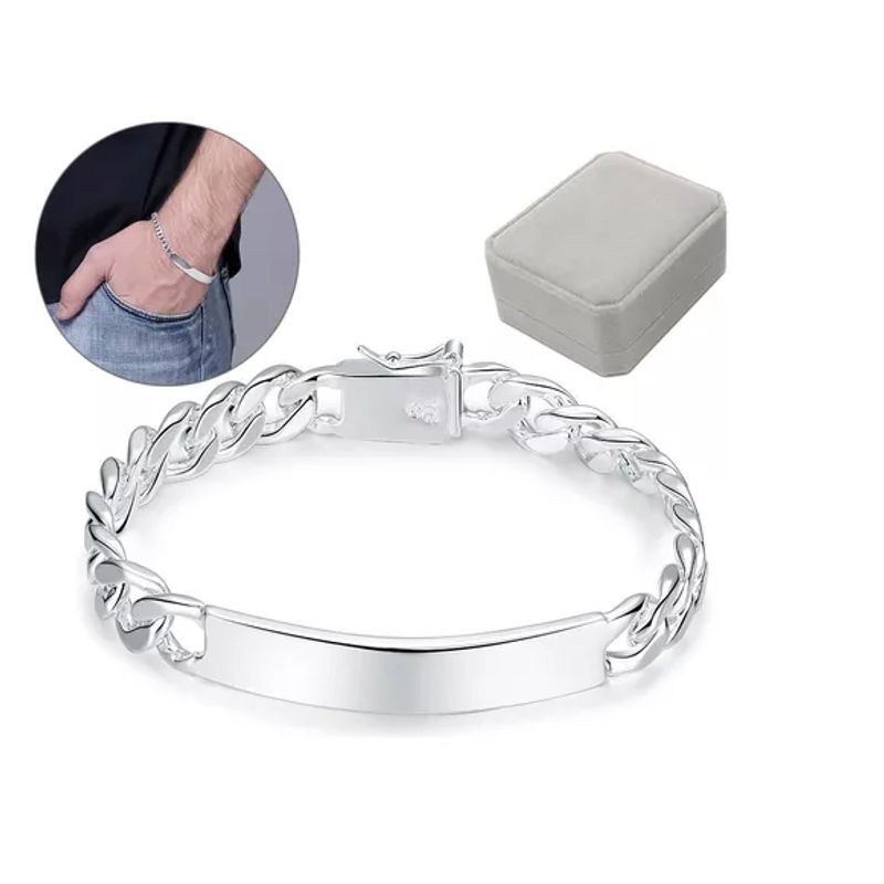 GENERICO - Pulsera Piocha Esclava 10 Mm Chapado Plata Ley 925 Unisex