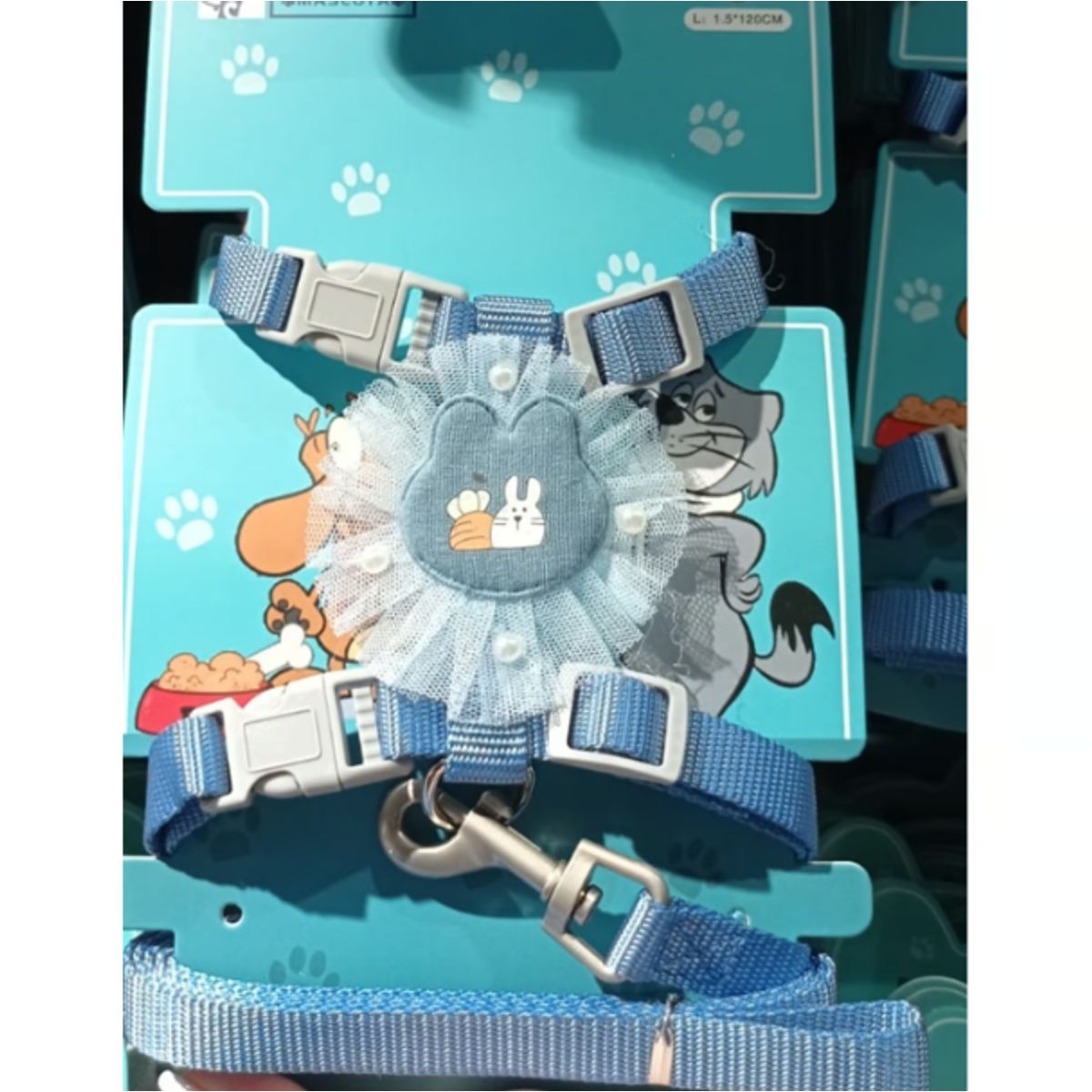GENERICO - Arnes Collar Para Conejo Mascota Azul