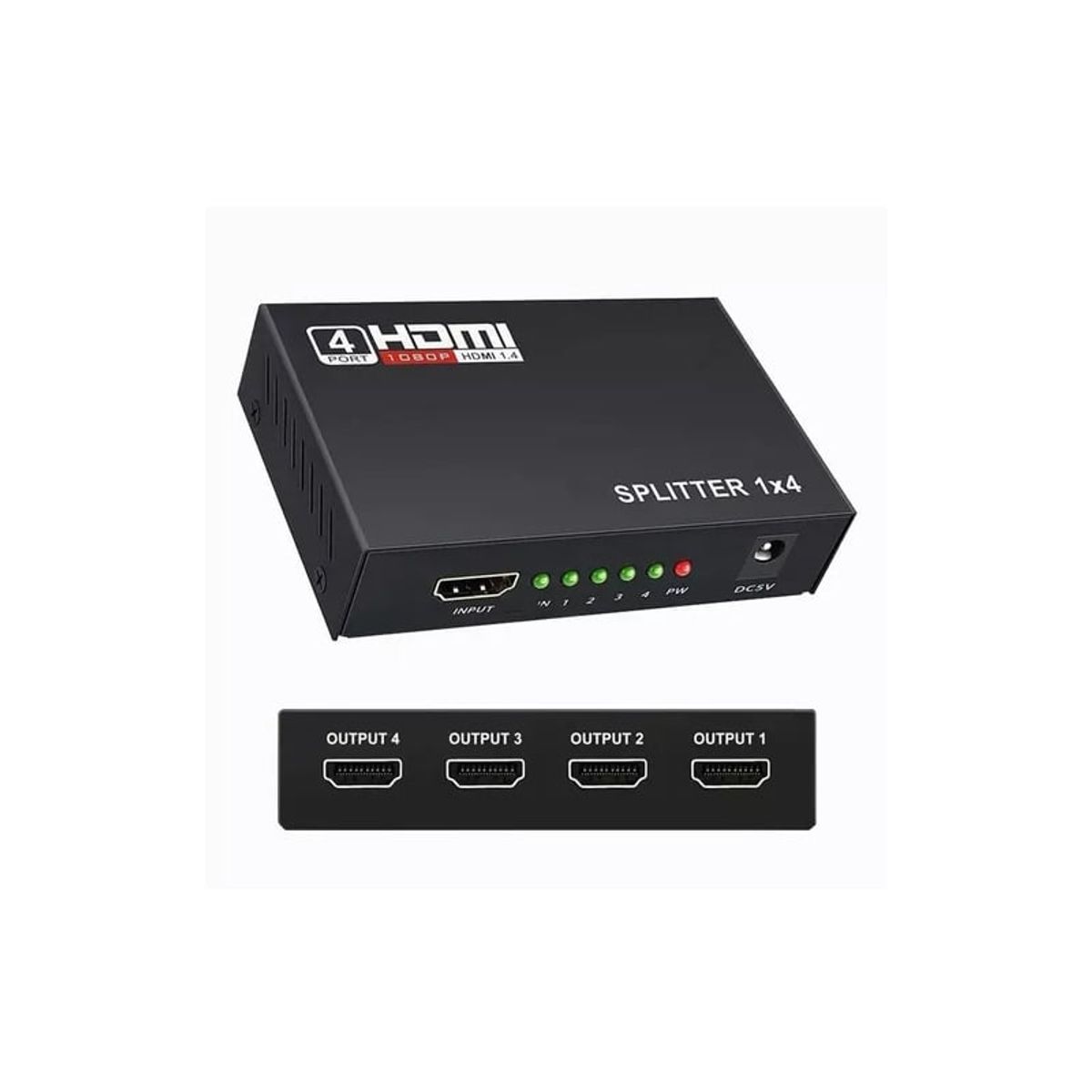 GENERICO - Splitter Hdmi 1x4 Activo 4 Salidas Para TV LED LCD 1080p HD