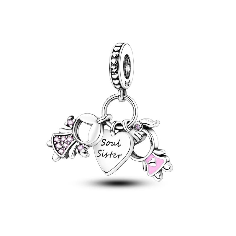SILVER HEART - Charm Hermanas "Soul Sister Forever" en Plata Fina 925 SILVER HEART