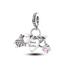SILVER HEART - Charm Hermanas "Soul Sister Forever" en Plata Fina 925